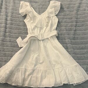 Charming White Ruffle Kids Dress